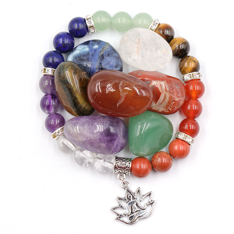 7chakala rock  bracelet/crystal irregular colorful stone yoga