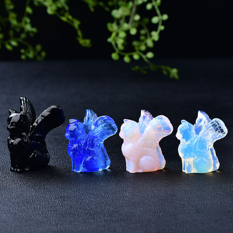 Animal carving/Cat opal/Obsidian cat crystalhealing Free shipping over $200