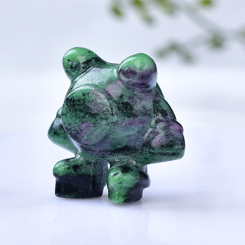 Animal carving/Frog/Green ruby hand carving crystalhealing Free shipping over $200
