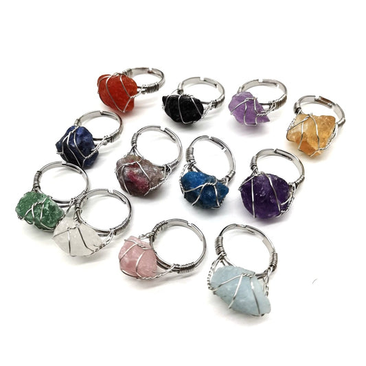 Crystal raw stone rings/Handmade ring/Adjustble