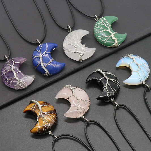 Crystal moon/Handmade pendant/Crystal healing/Necklace