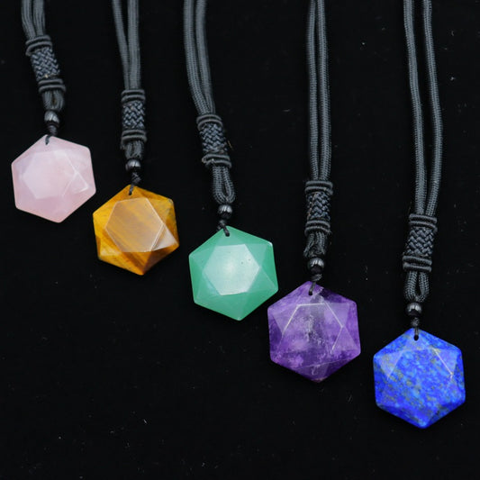 Nature stone pendant/six-pointed star necklace pendant/pendulum energy stone