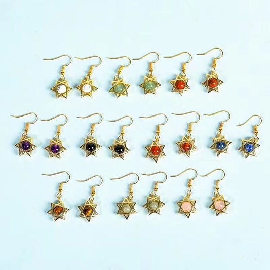 Original stone crystal six-pointed star earrings Free shipping over $200