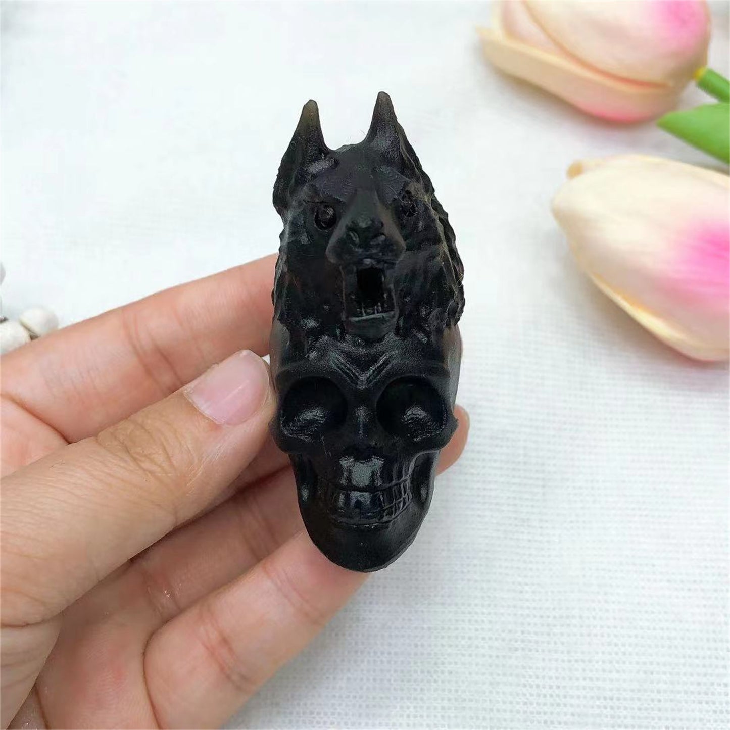 obsidian tiger skull handcarving crystal Free shipping over $200