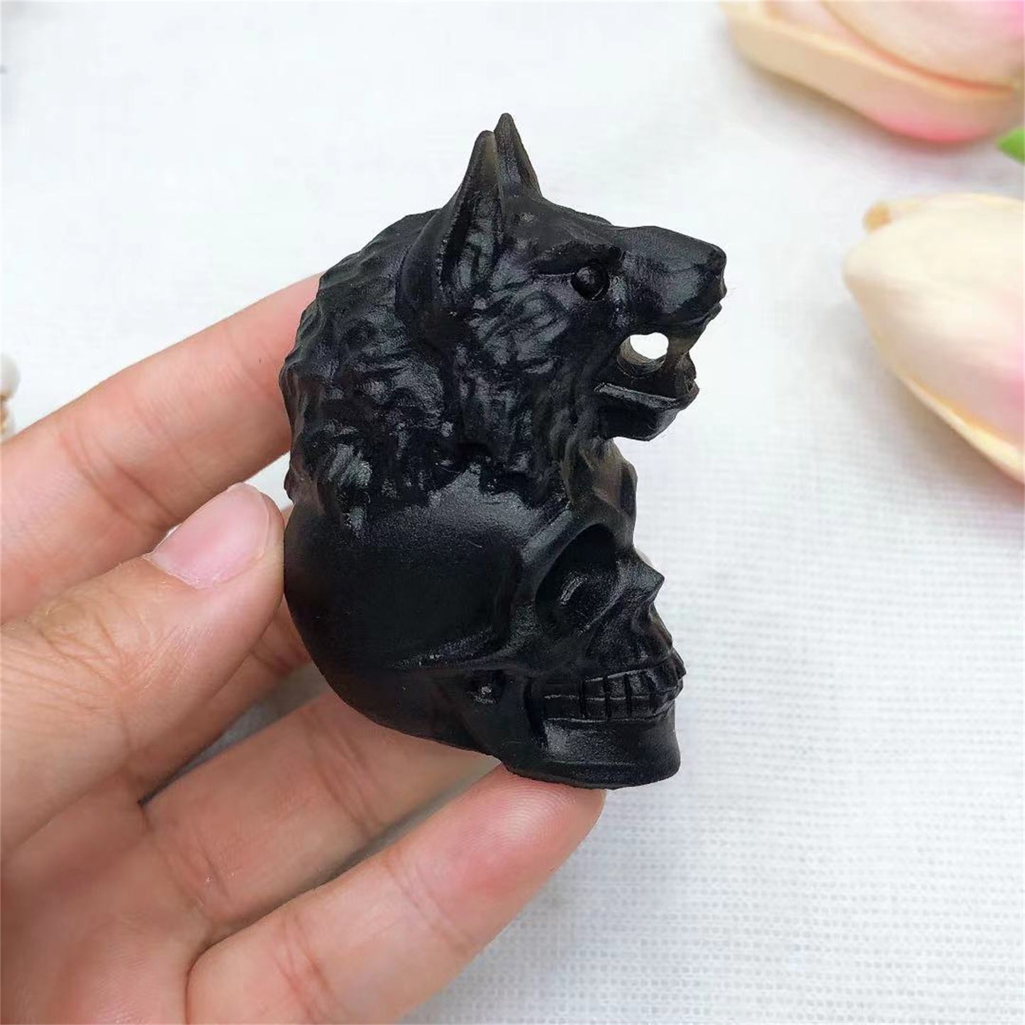 obsidian tiger skull handcarving crystal Free shipping over $200