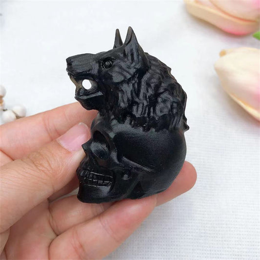 obsidian tiger skull handcarving crystal Free shipping over $200