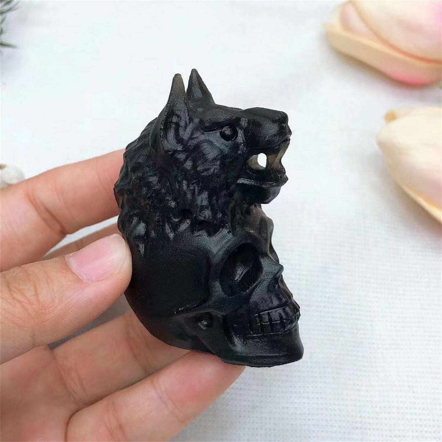 obsidian tiger skull handcarving crystal Free shipping over $200