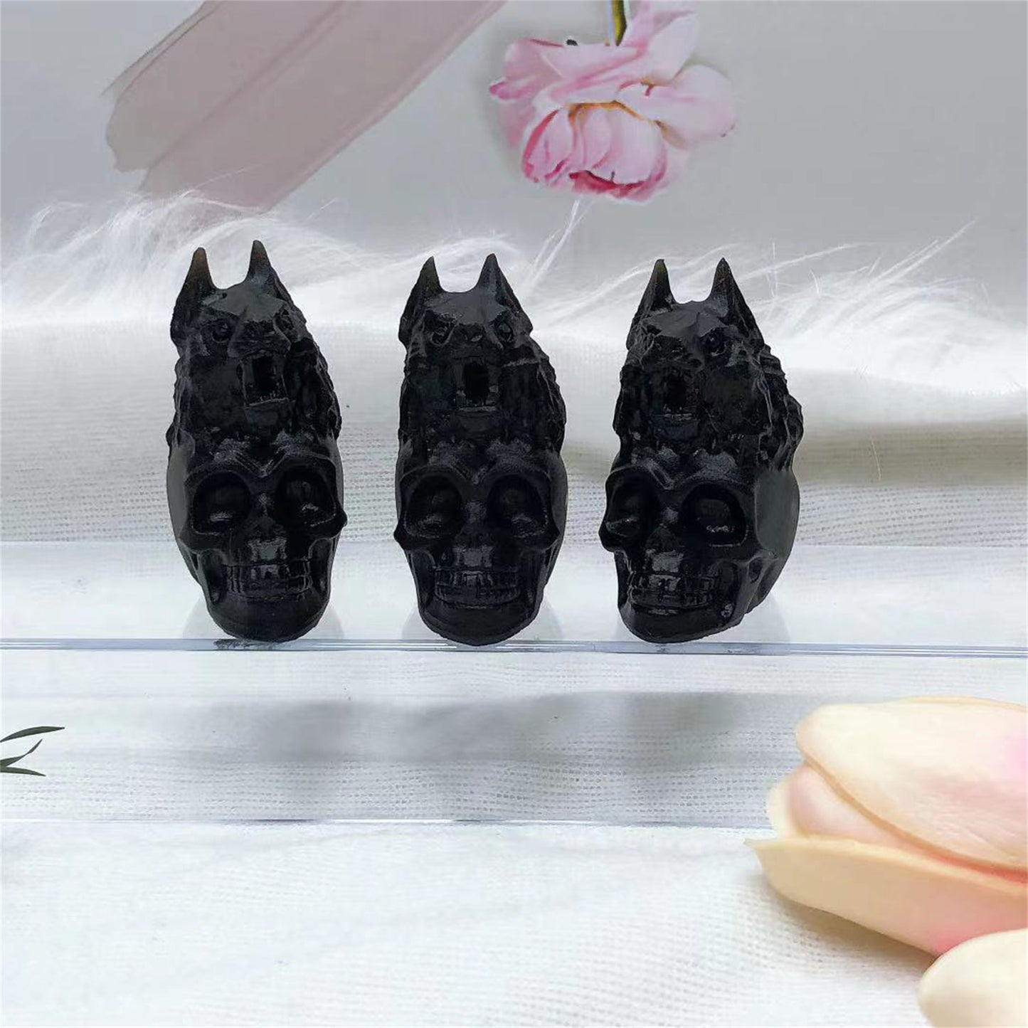 obsidian tiger skull handcarving crystal Free shipping over $200