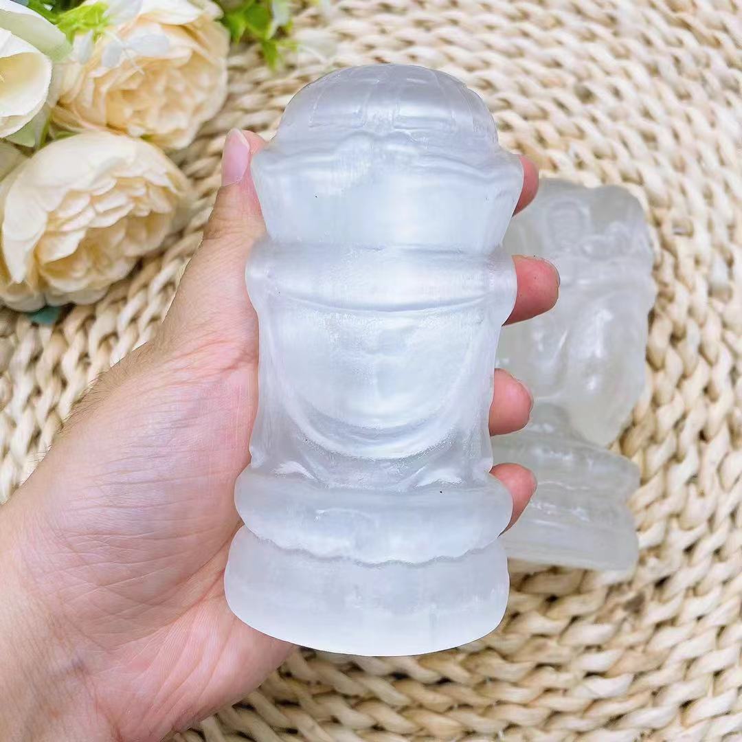 Selenite guanyin carving crystal handcarving