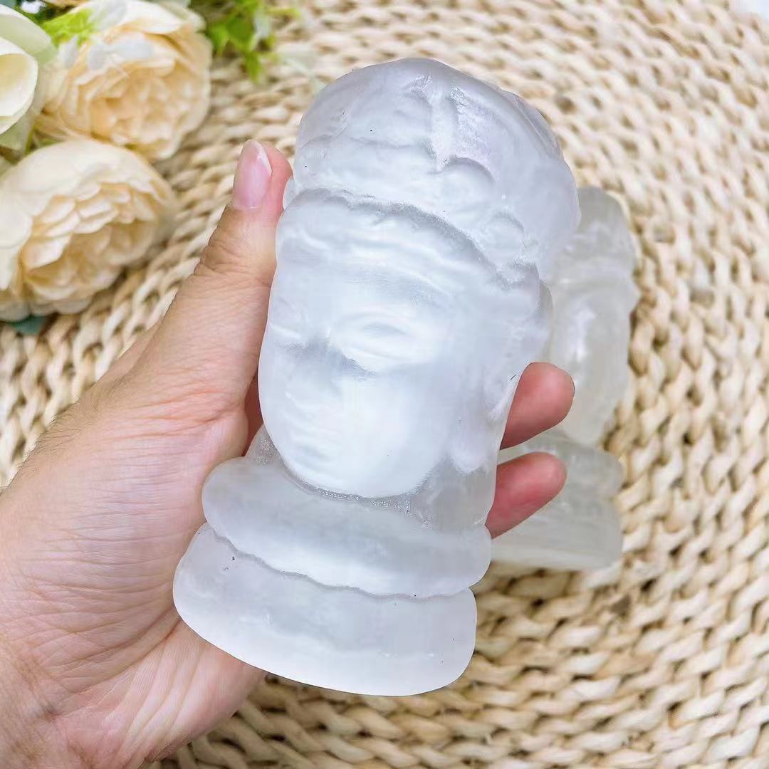 Selenite guanyin carving crystal handcarving