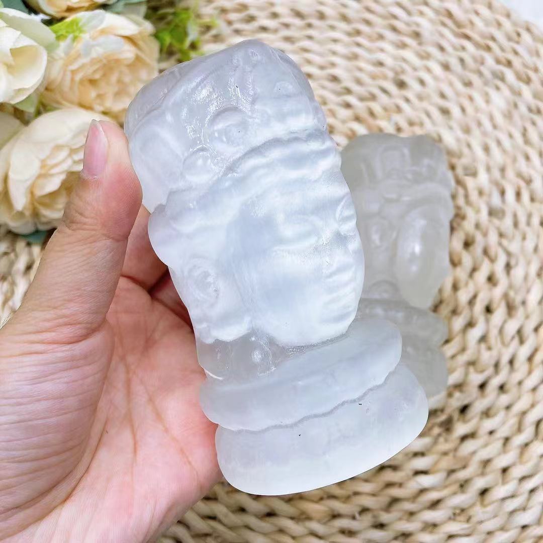 Selenite guanyin carving crystal handcarving