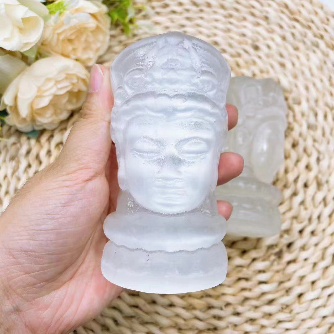 Selenite guanyin carving crystal handcarving