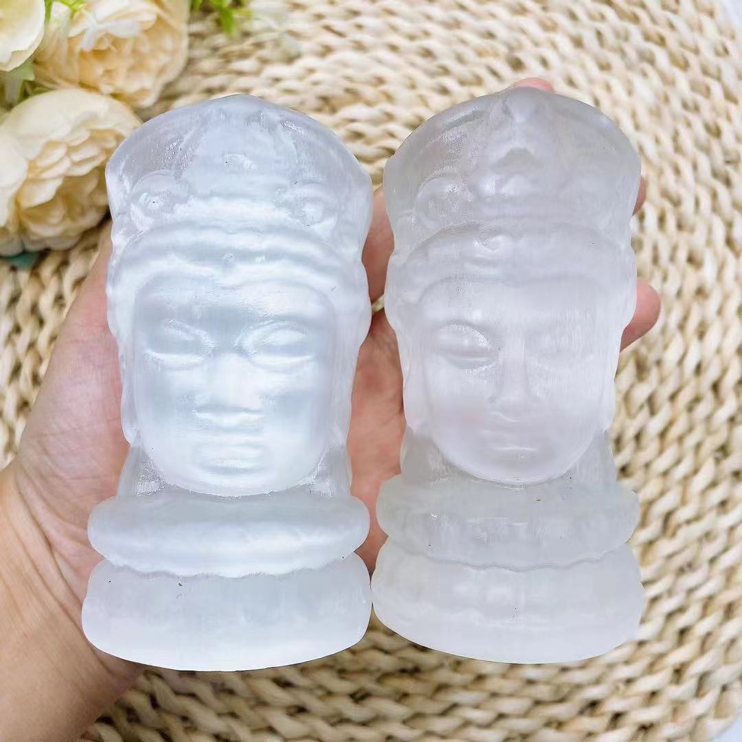 Selenite guanyin carving crystal handcarving