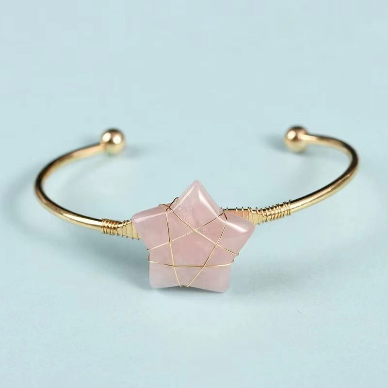 Rock crystal five-pointed Winding silk star bracelet Free shipping over $200