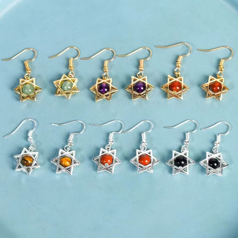 Original stone crystal six-pointed star earrings Free shipping over $200