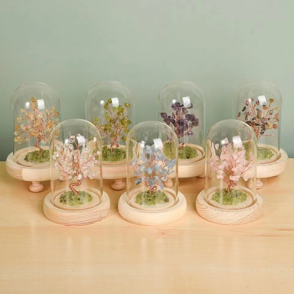 Natural crushed stone crystal tree ornaments Free shipping over $200