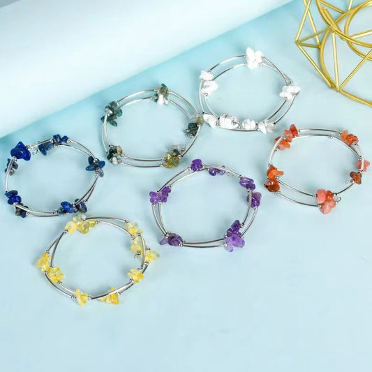 Rock crystal mixed double-layer gravel bracelet Free shipping over $200