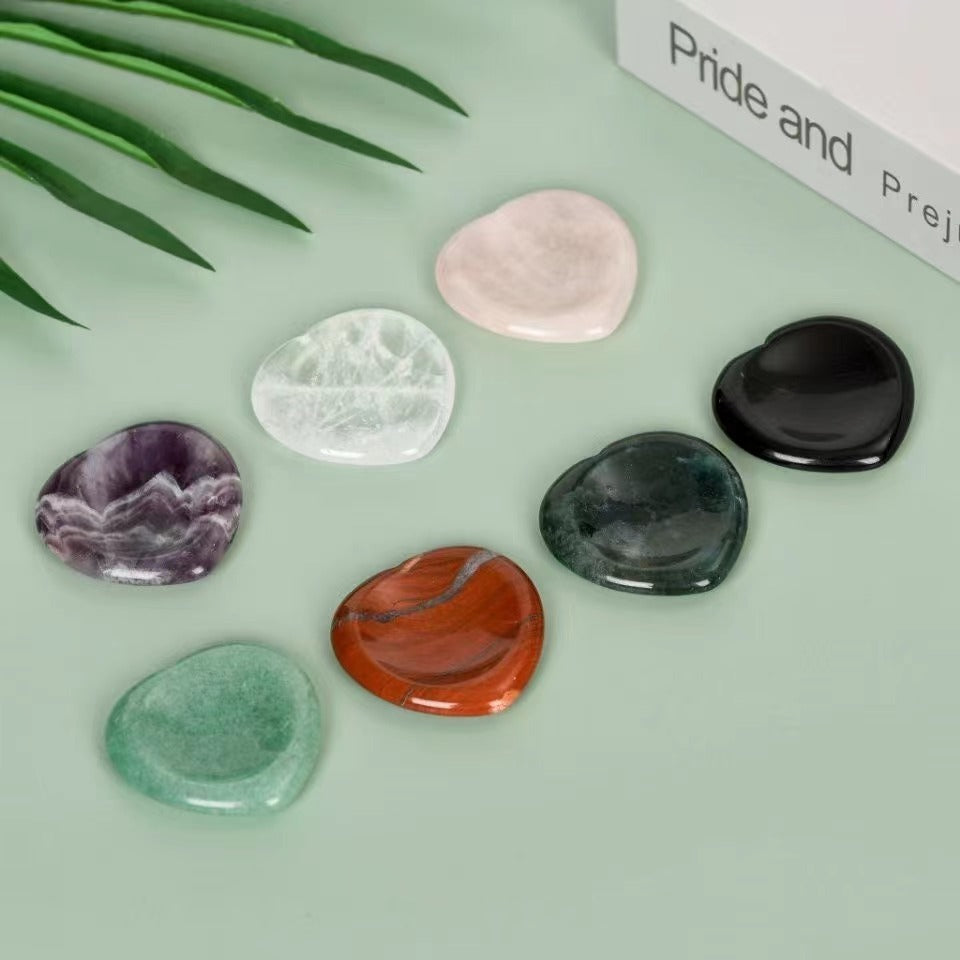 Natural jade heart-shaped thumb massage decompression stone Free shipping over $200