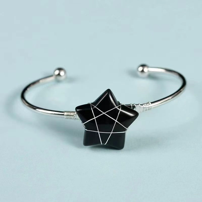 Rock crystal five-pointed Winding silk star bracelet Free shipping over $200