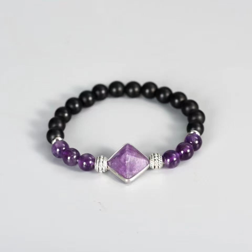 Rock crystal gem pyramid bracelet Free shipping over $200