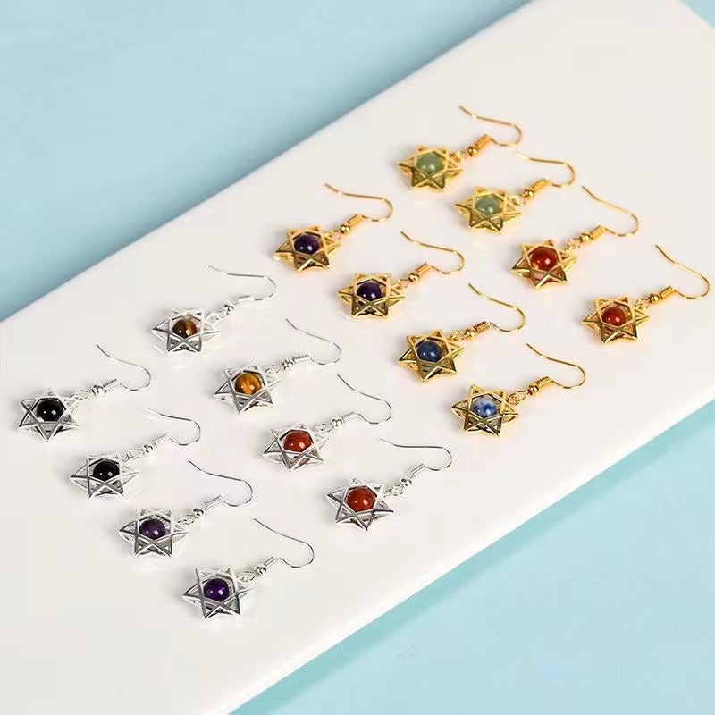 Original stone crystal six-pointed star earrings Free shipping over $200