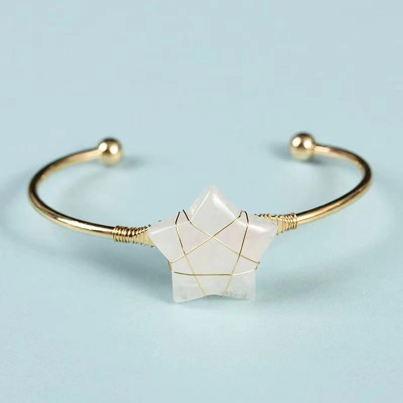 Rock crystal five-pointed Winding silk star bracelet Free shipping over $200