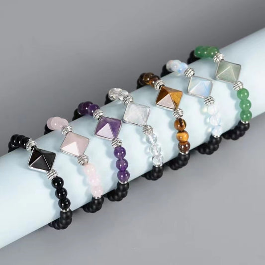 Rock crystal gem pyramid bracelet Free shipping over $200