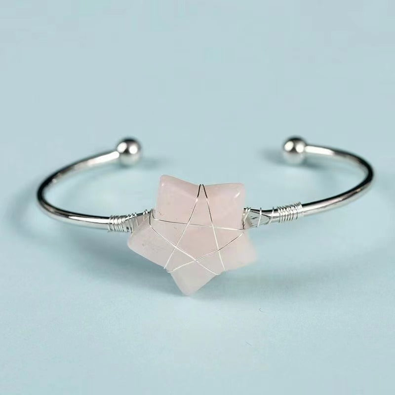 Rock crystal five-pointed Winding silk star bracelet Free shipping over $200