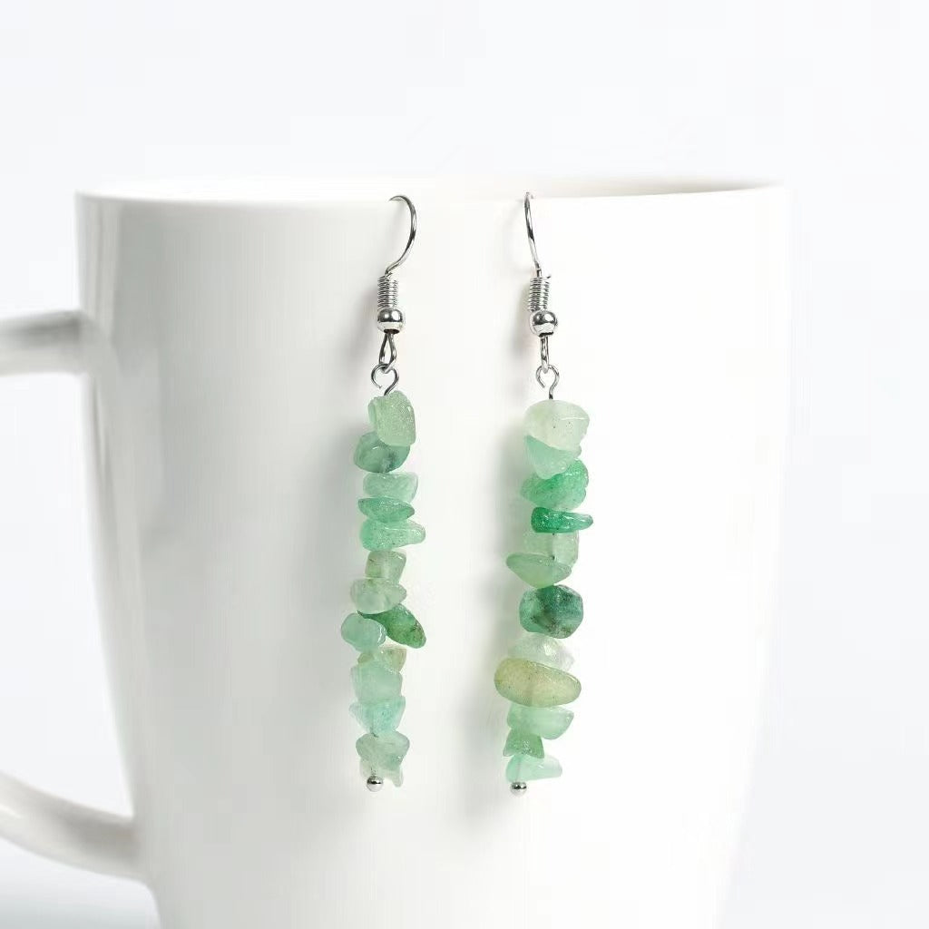 Rock crystal mixed long gravel earrings Free shipping over $200