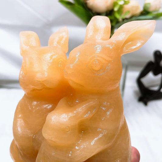 Yellow calcite three rabbits Free shipping over $200