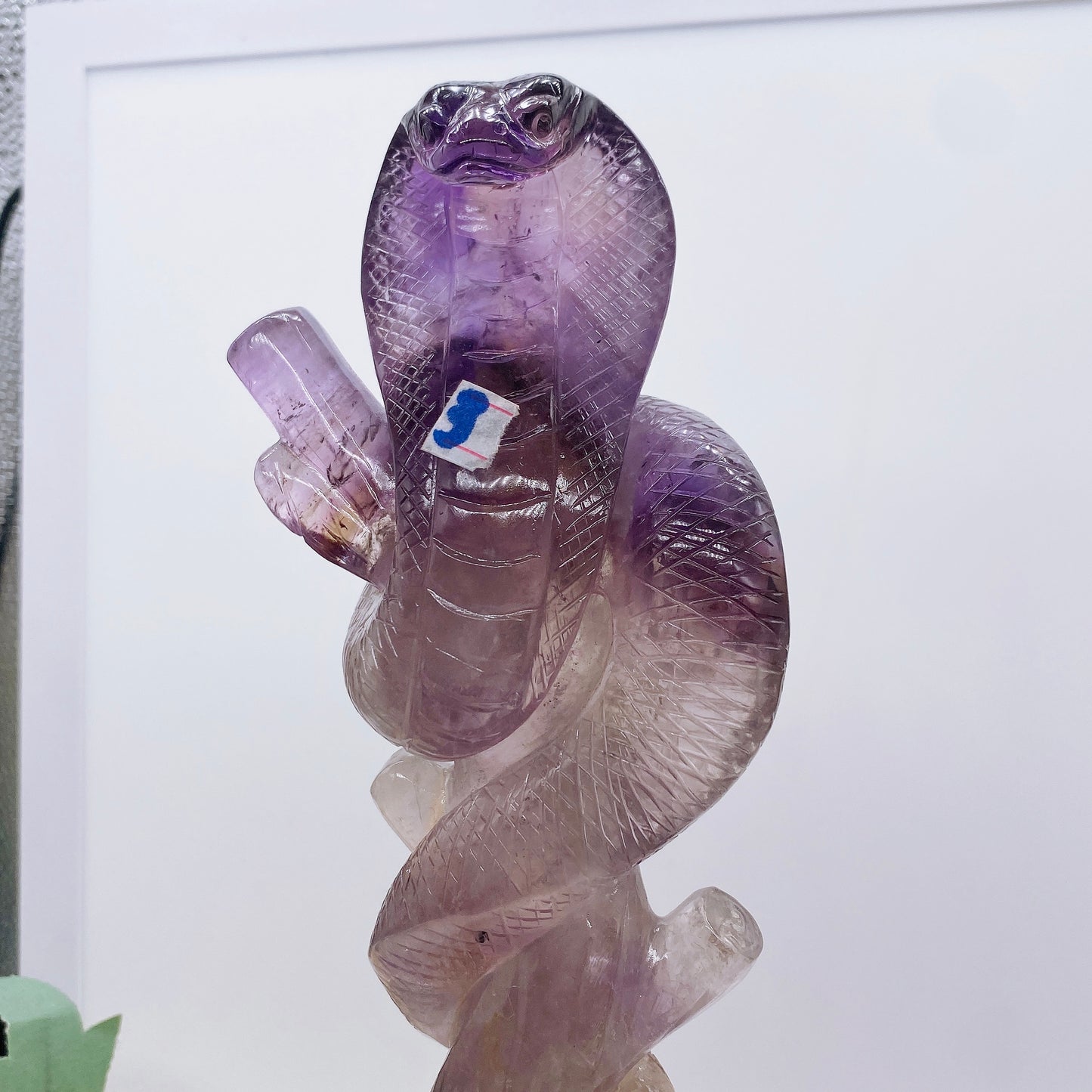 Natural amethyst snake statue Crystal hand carved cobra figurine healing home decoration