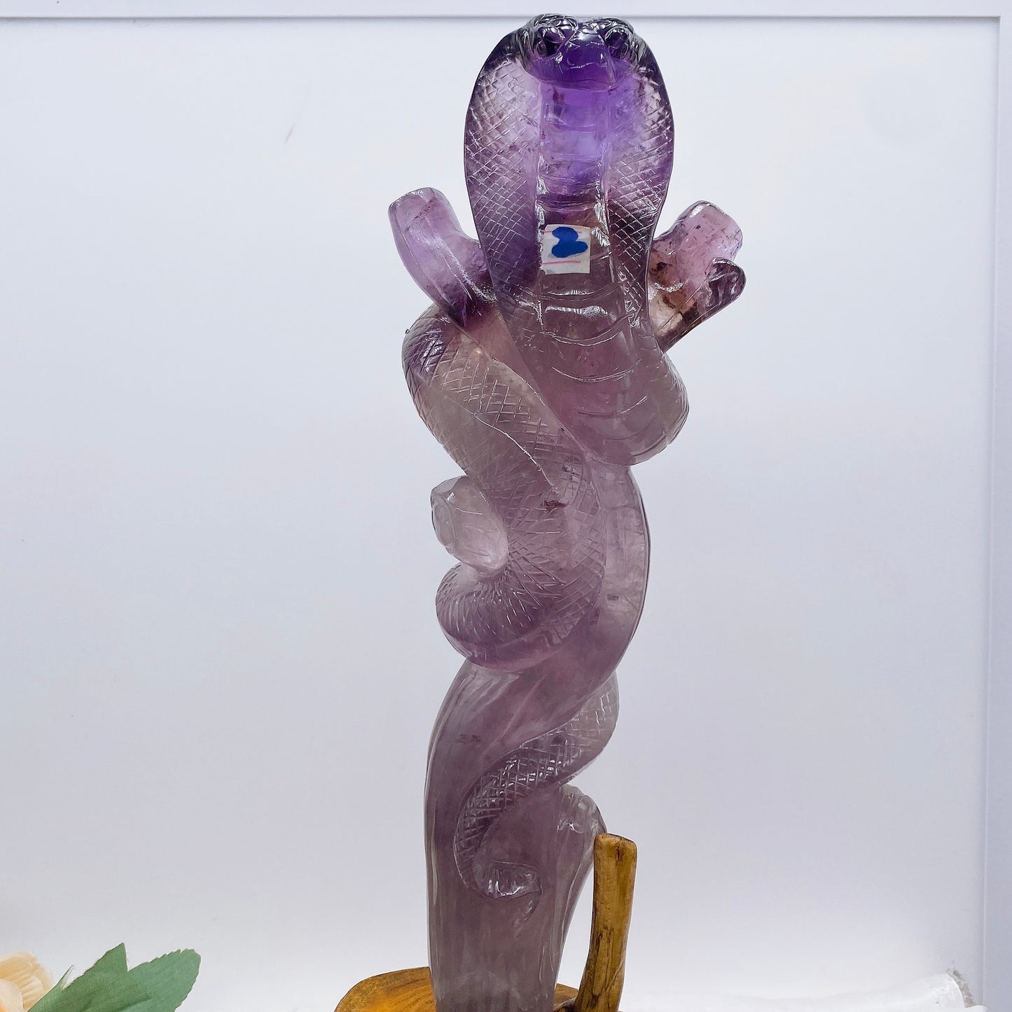 Natural amethyst snake statue Crystal hand carved cobra figurine healing home decoration