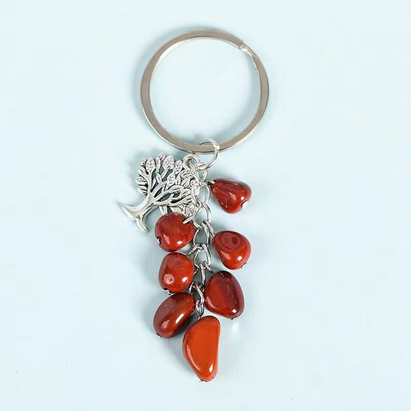 Tree of Life Crystal Rolling Stone Keychain Free shipping over $200