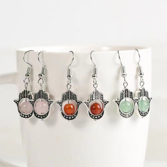 Natural crushed stone crystal bead earrings Free shipping over $200