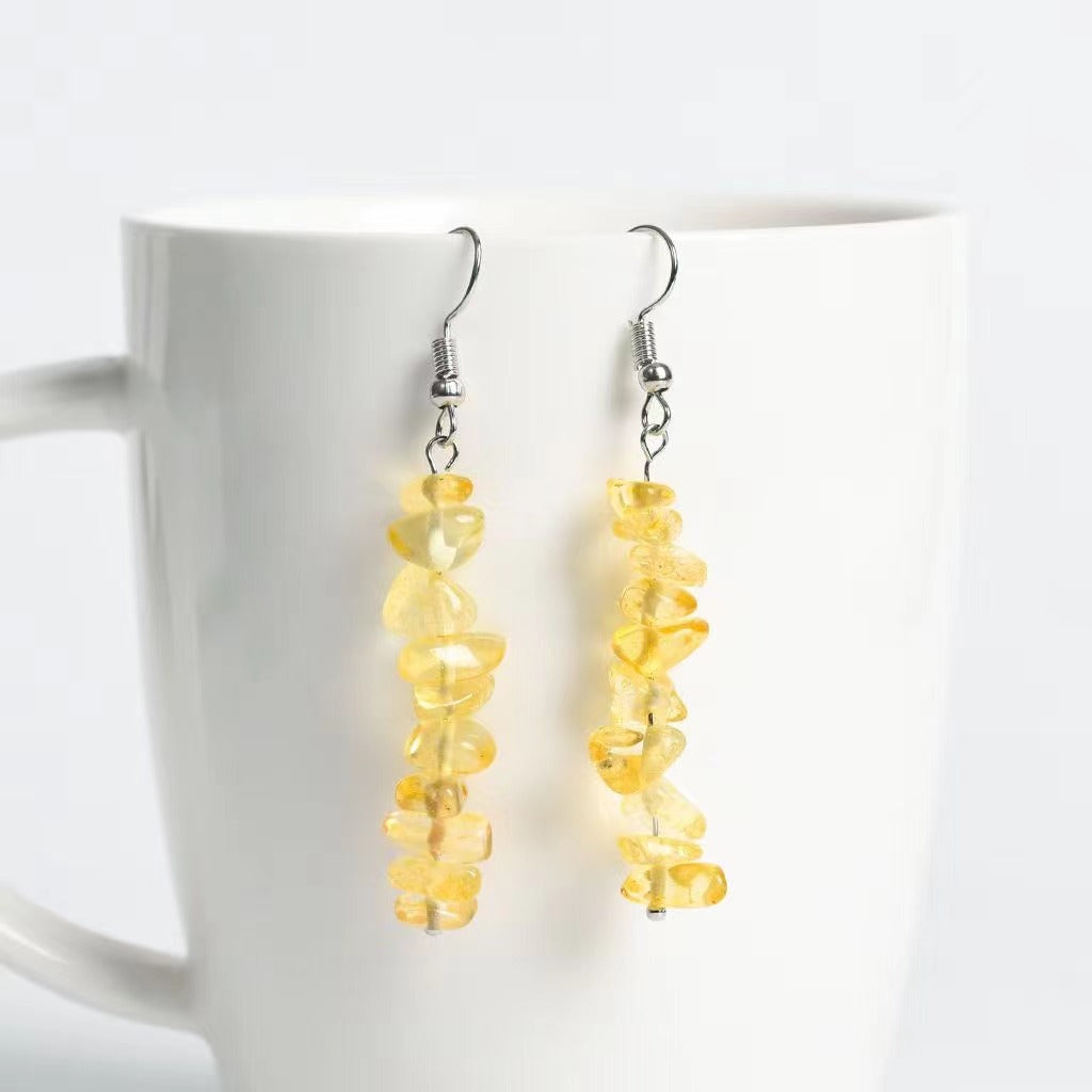 Rock crystal mixed long gravel earrings Free shipping over $200