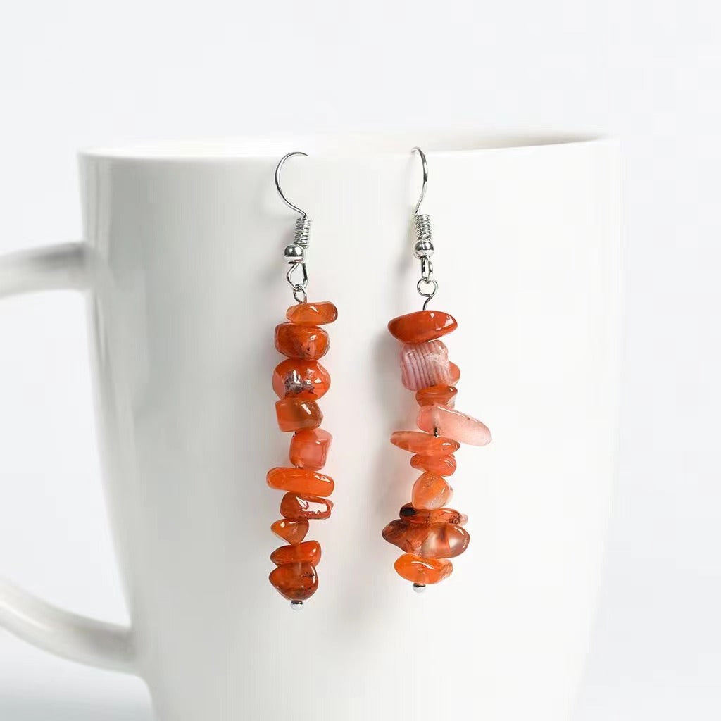 Rock crystal mixed long gravel earrings Free shipping over $200