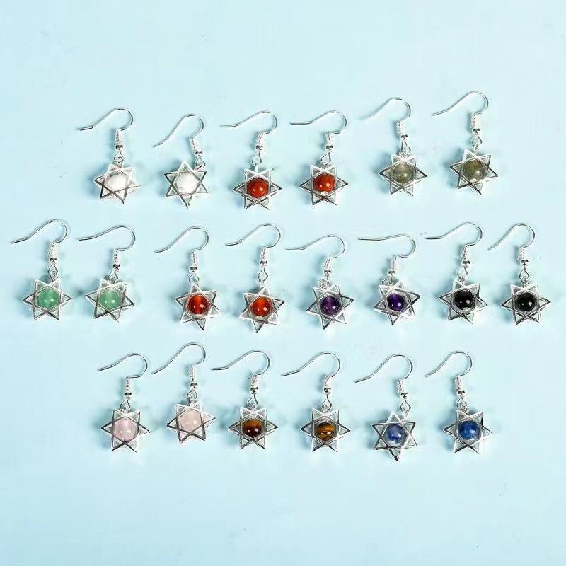 Original stone crystal six-pointed star earrings Free shipping over $200