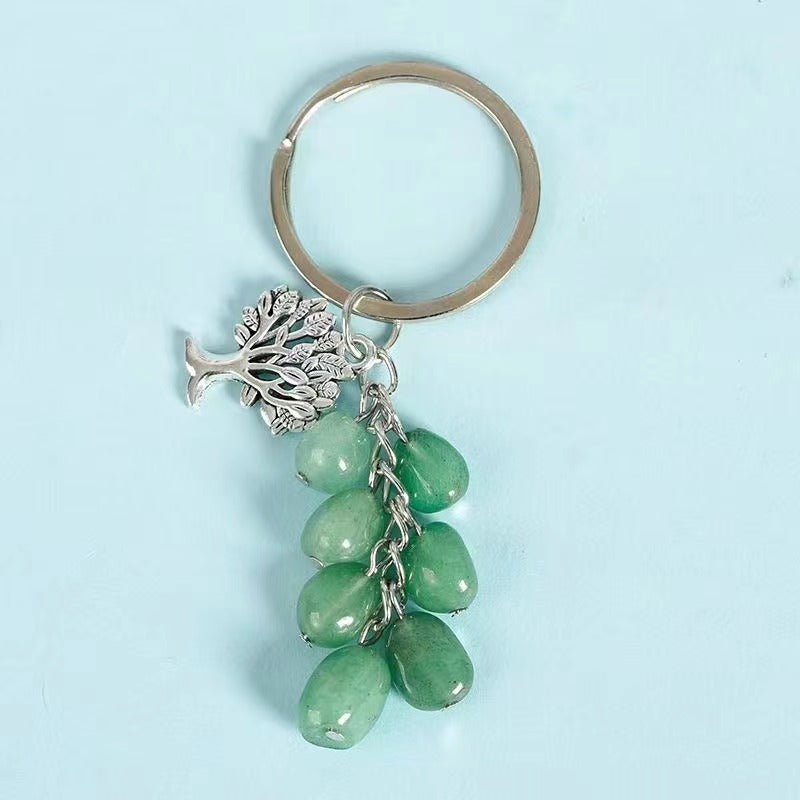 Tree of Life Crystal Rolling Stone Keychain Free shipping over $200