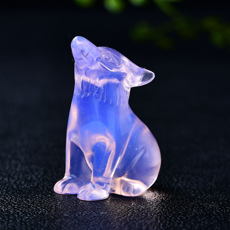 wolf Animal carving Opal obsidian handcarving crystal