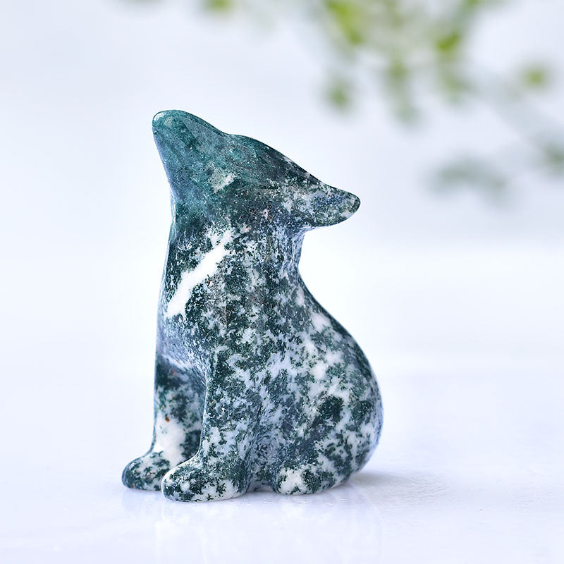 wolf Animal carving Opal obsidian handcarving crystal