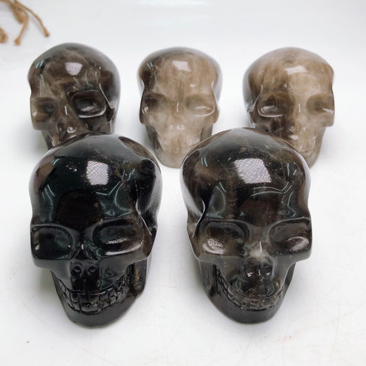 Smoky quartz skull handmade skull Carving