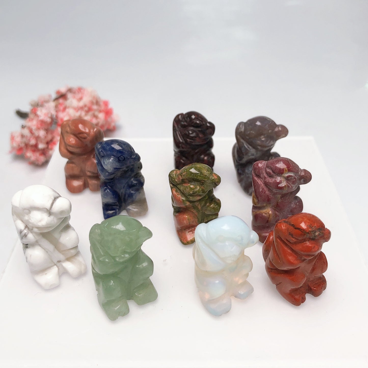 Crystal Animals carving/Rabbit/Penguin/Monkey/Bear/Tiger/Fish/Chicken