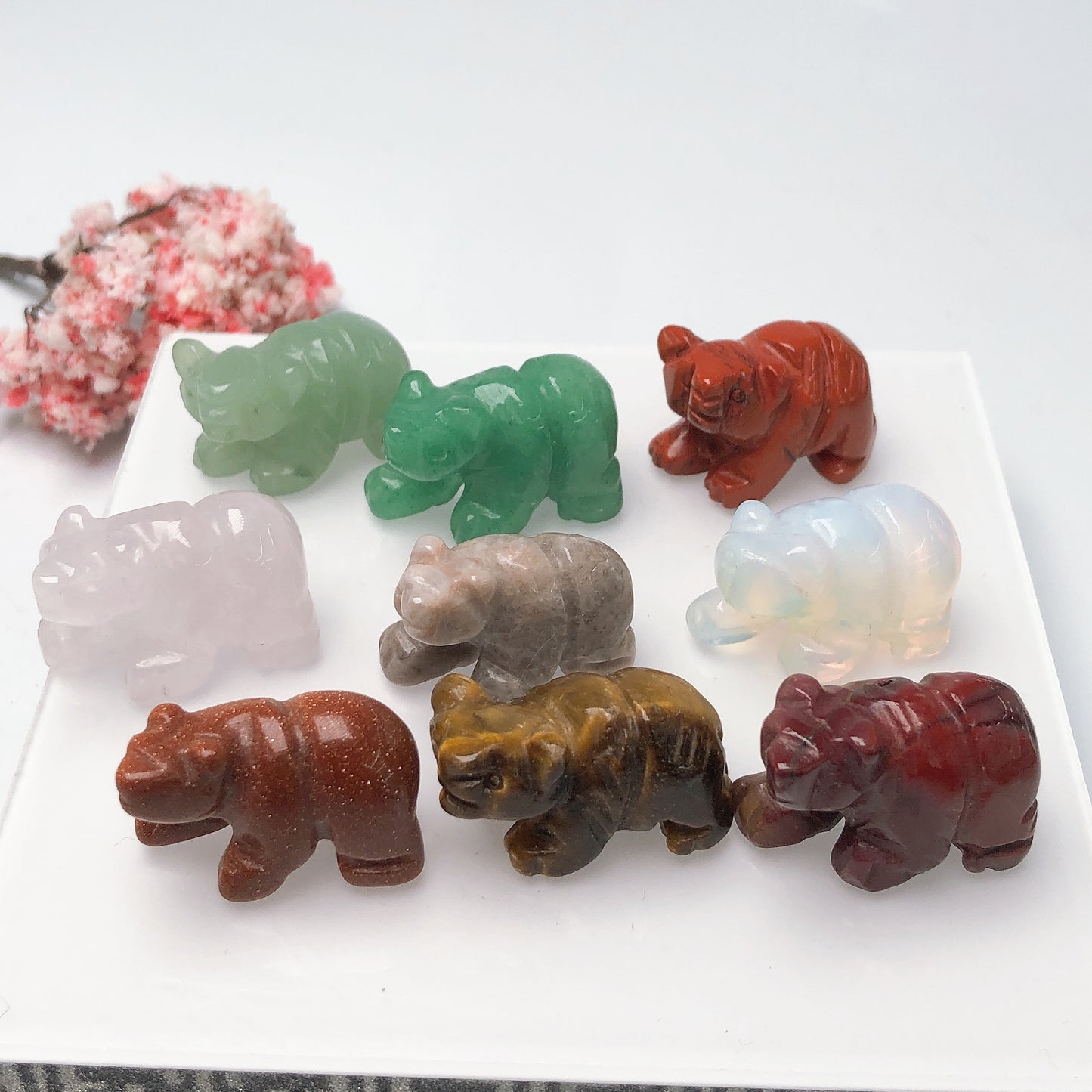 Crystal Animals carving/Rabbit/Penguin/Monkey/Bear/Tiger/Fish/Chicken