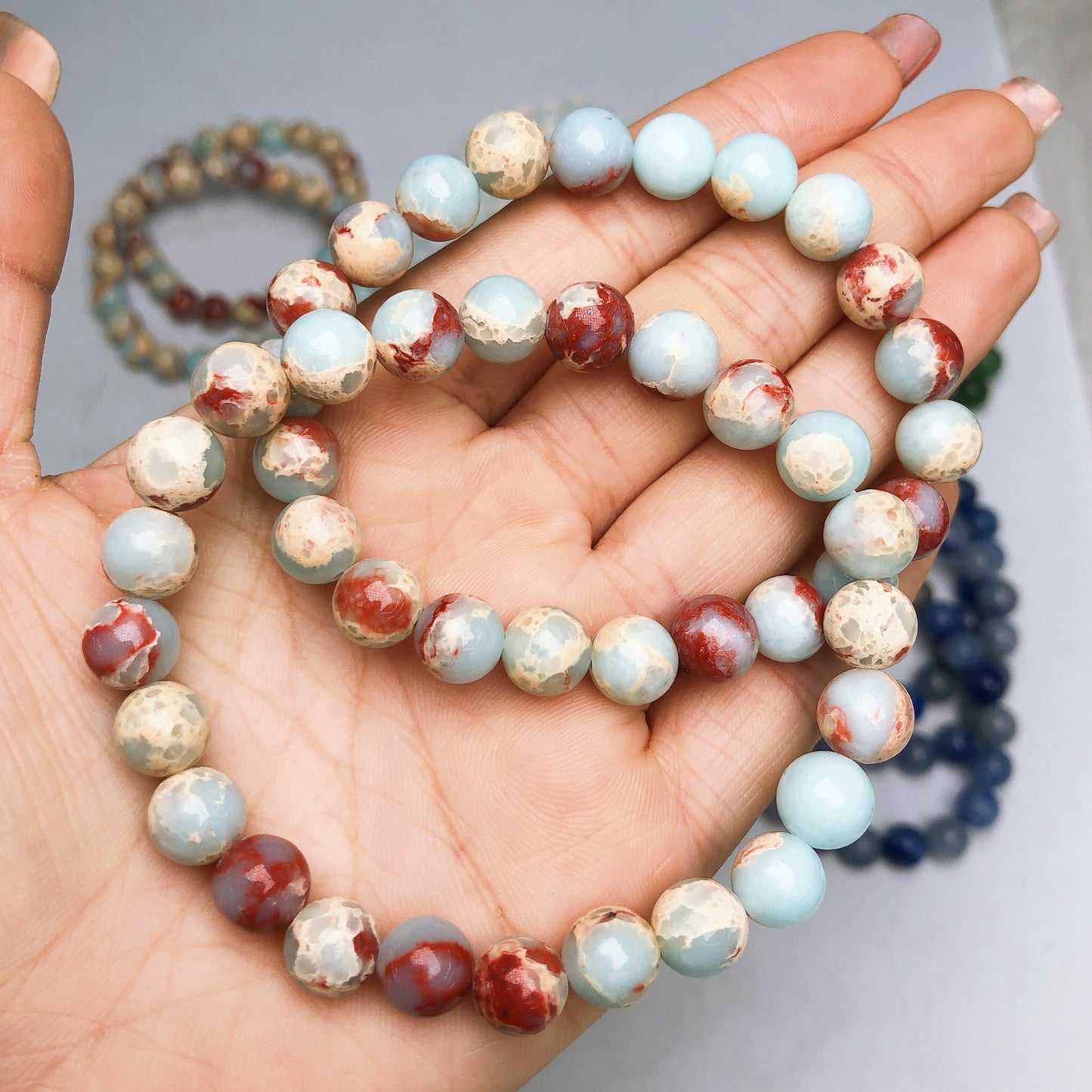 Blood stone/Aventurine/Opalite/Cat eye bracelet Free shipping over $200