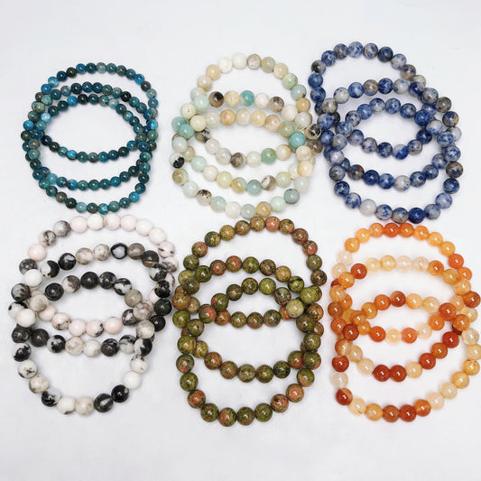 bracelet Apatite/Amazon/Blue veins stone/Zebra stone/Unakite/Agate Free shipping over $200