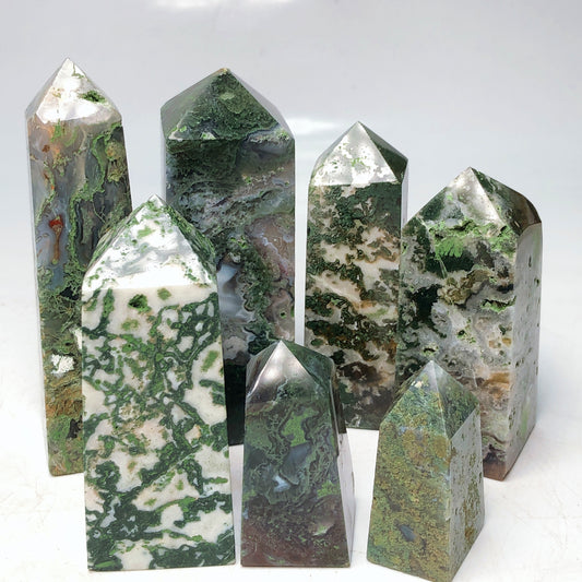 Moss agate tower/point/Crystal healing/Self healing/Collection