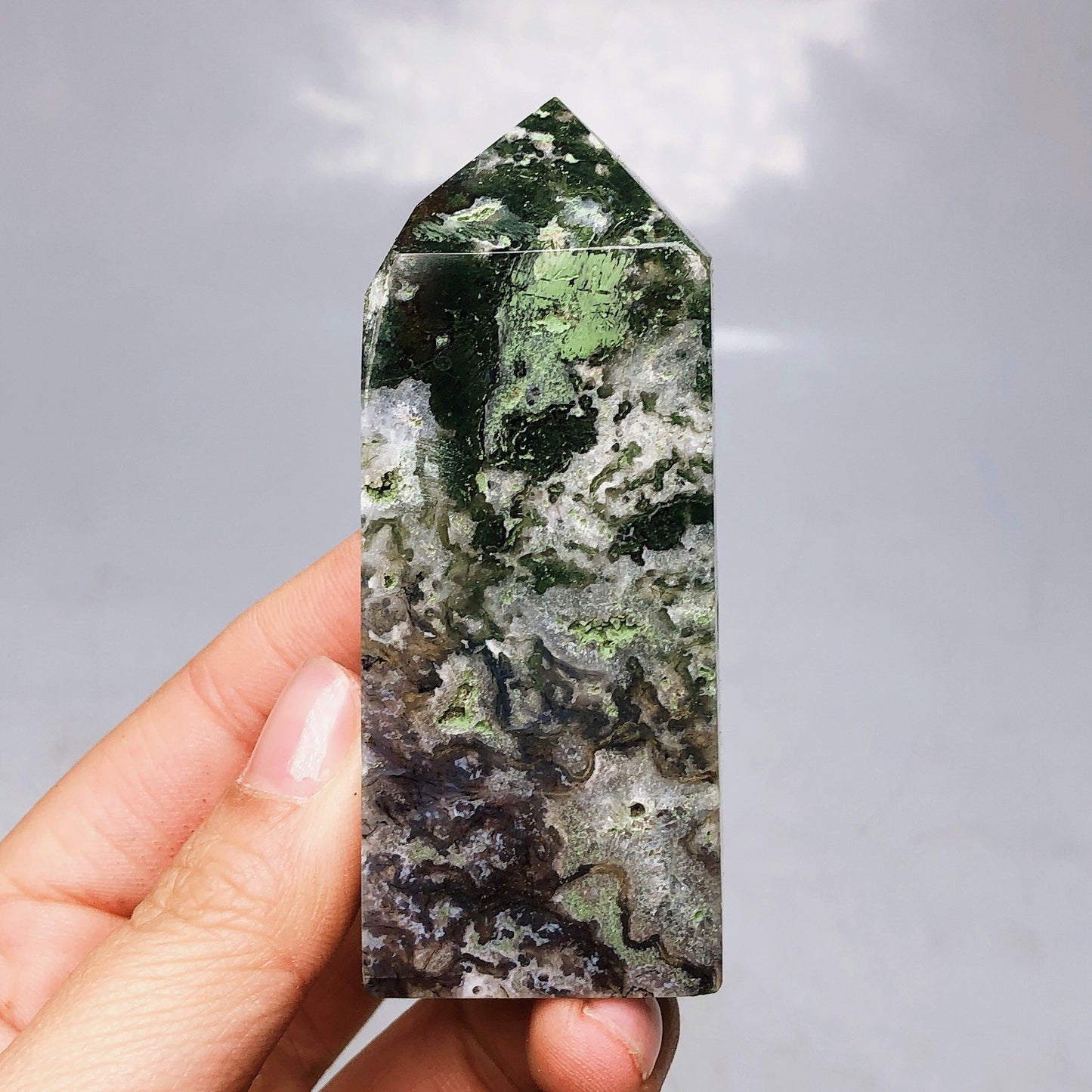 Moss agate tower/point/Crystal healing/Self healing/Collection