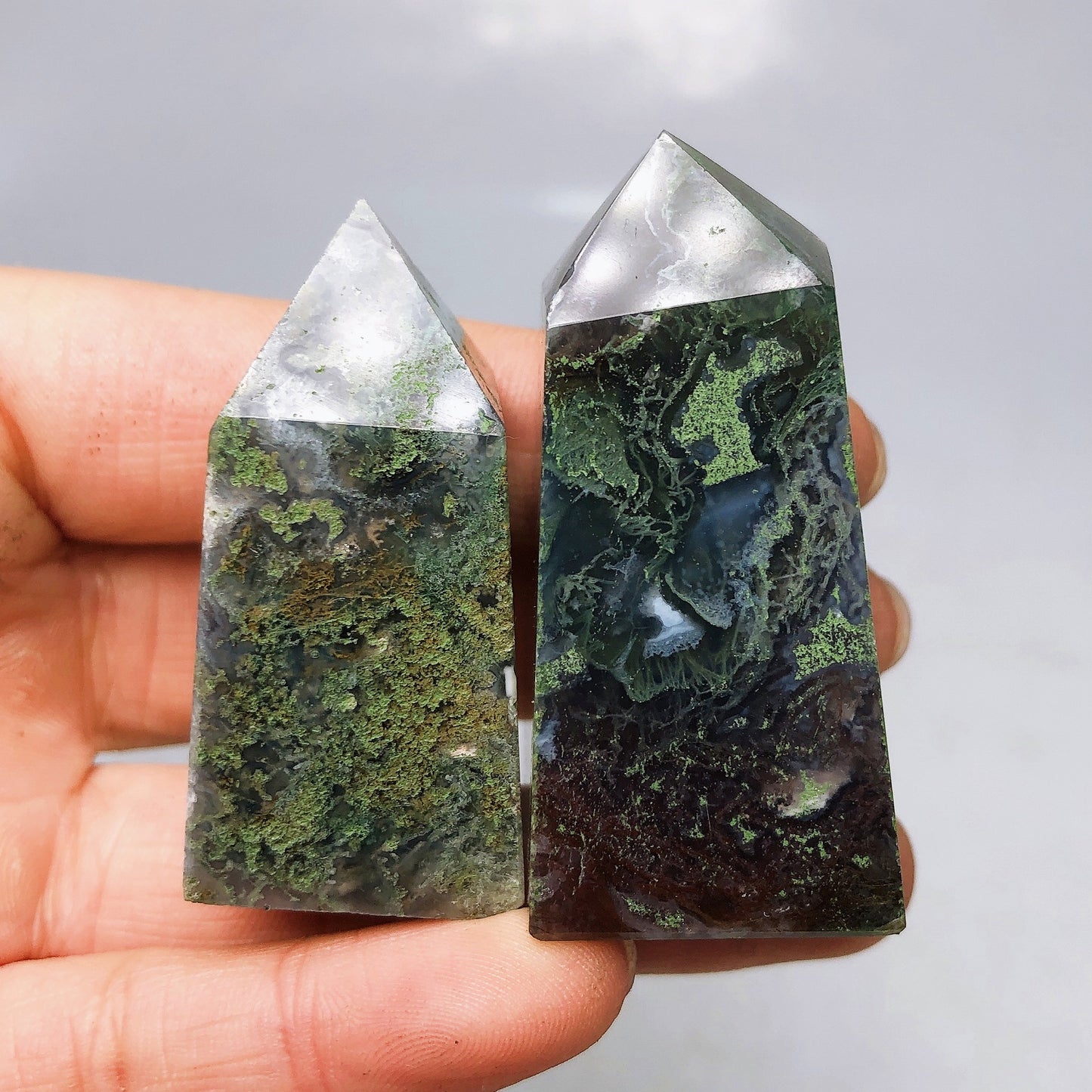 Moss agate tower/point/Crystal healing/Self healing/Collection