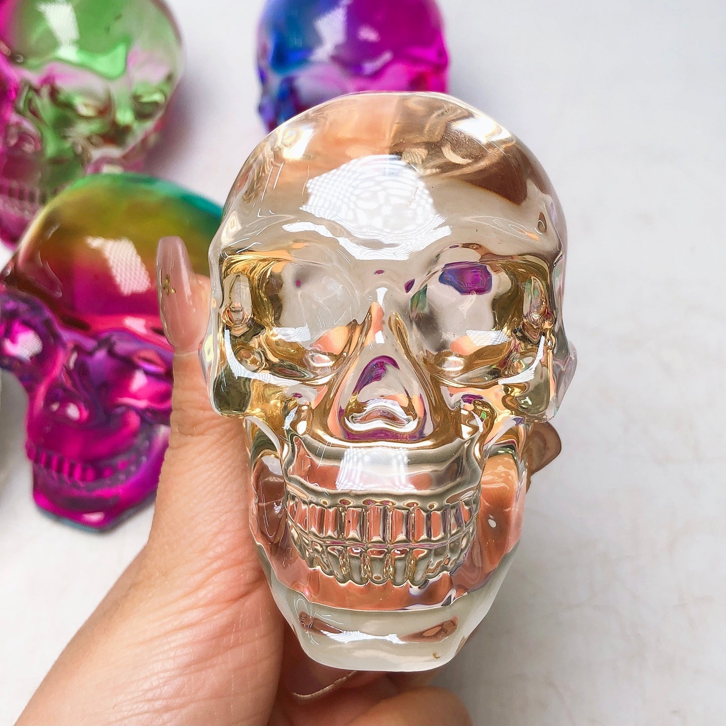 Aura glass skull/Ranbow skull Free shipping over $200