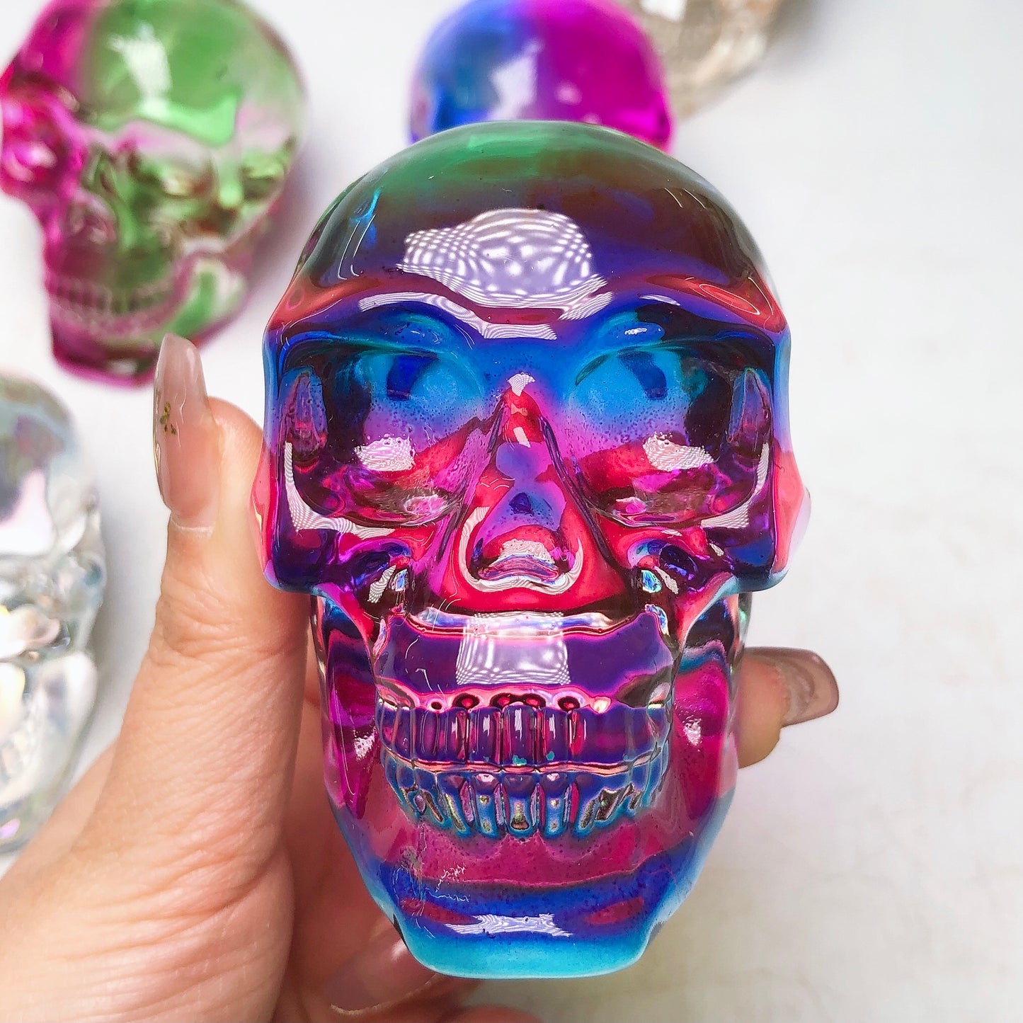 Aura glass skull/Ranbow skull Free shipping over $200